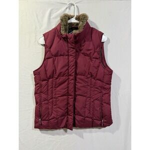 Eddie Bauer Goose Down Puffer Vest Red Lightweight Sleeveless Jacket Quilted Med